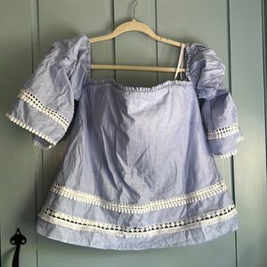 WHBM NWT Off The Shoulder Blue Opal Top Size 12